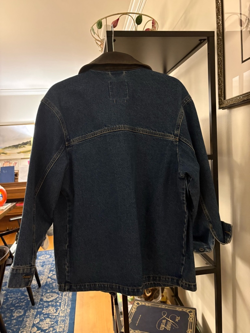 Abercrombie & Fitch Blue Denim Jacket with Brown Collar - Picture 5 of 5